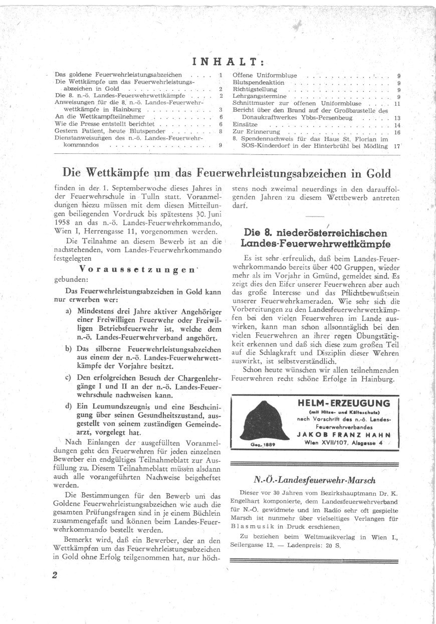 1958 05 S 2 NÖ FLA Gold Bewerbsbestimmungen 2